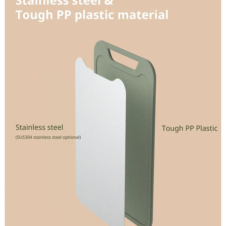 Double-Sided Cutting Board – Stainless Steel and Plastic, Multifunctional for Meats, Vegetables, and Fruits