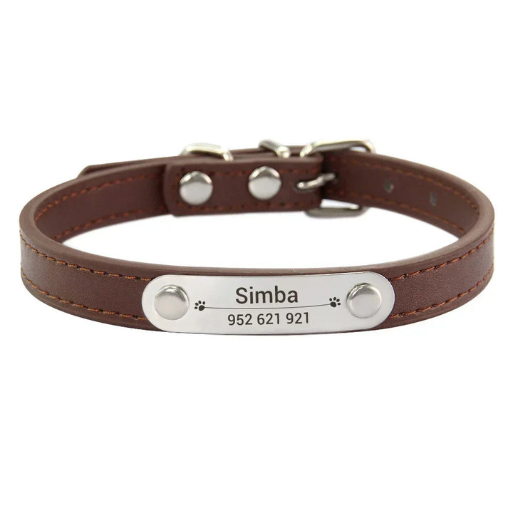 Custom Leather Collar for Dogs and Cats – Padded Comfort with Engraved Name & Phone Number