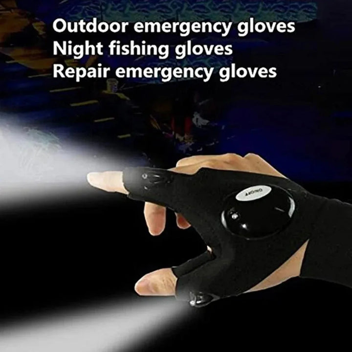 LED Flashlight Gloves – Waterproof Fingerless Gloves for Running, Cycling, Fishing & Camping