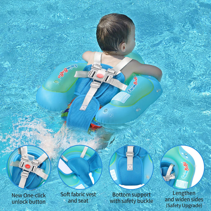 Swimbobo New Upgrade Baby Swimming Pool Float With Canopy Inflatable Infant Floating Ring Kids Swim Circle Bathing Summer Toys