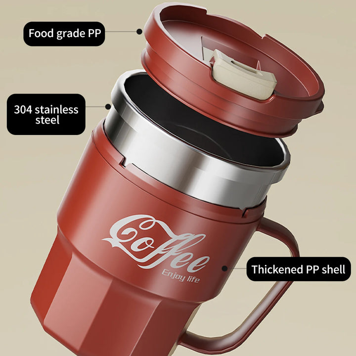 400/480ml Stainless Steel Thermal Cup with Lid and Handle – WORTHBUY