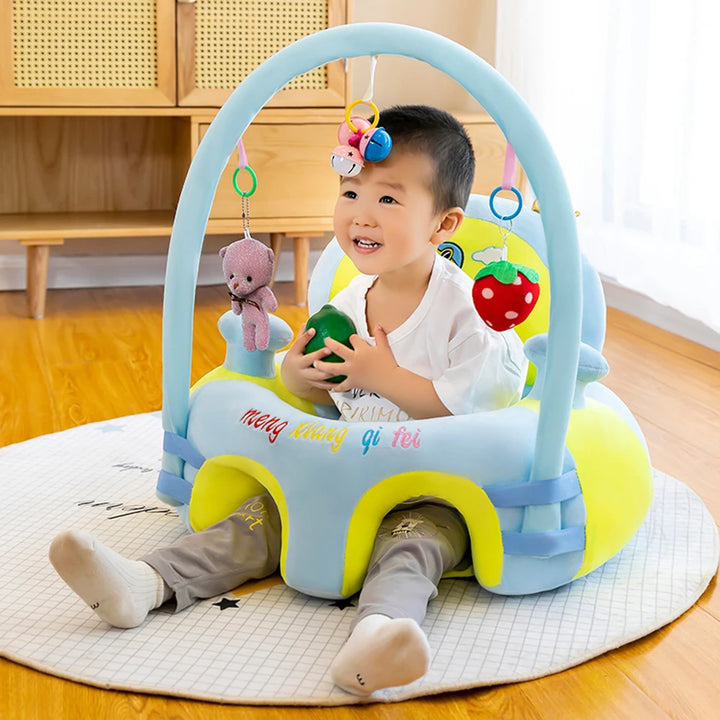 Cartoon Infant Learning Sit Sofa Skin Plush Support Feeding Chair Without Cotton