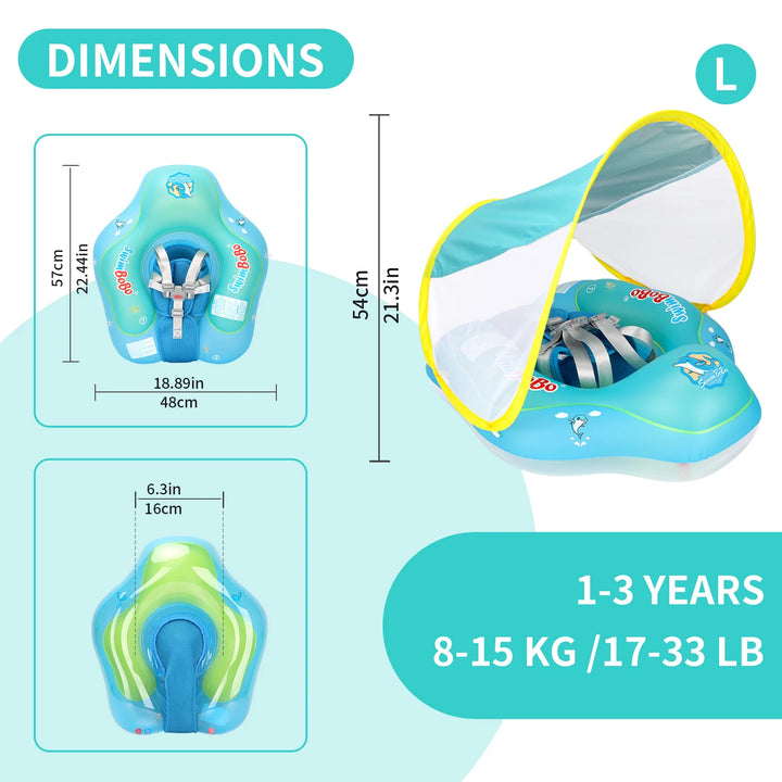 Swimbobo New Upgrade Baby Swimming Pool Float With Canopy Inflatable Infant Floating Ring Kids Swim Circle Bathing Summer Toys