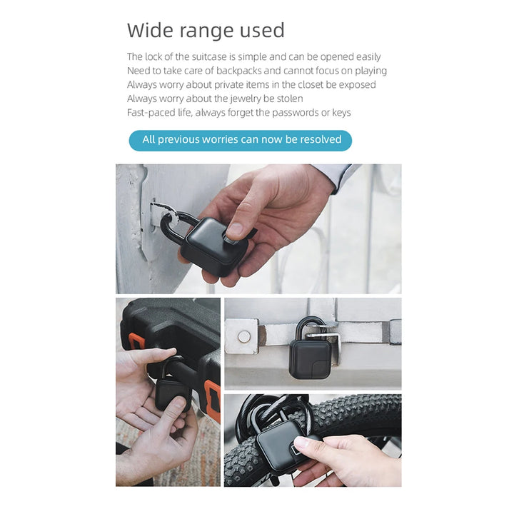 Tuya Smart Fingerprint Padlock – Rechargeable & Waterproof