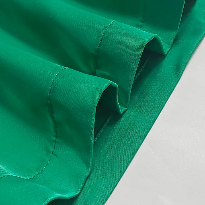 Women’s Green Jumpsuit Gymystars Summer 2025 – Elegant, Deep V-Neck, Zipper, and Wide-Leg Pants