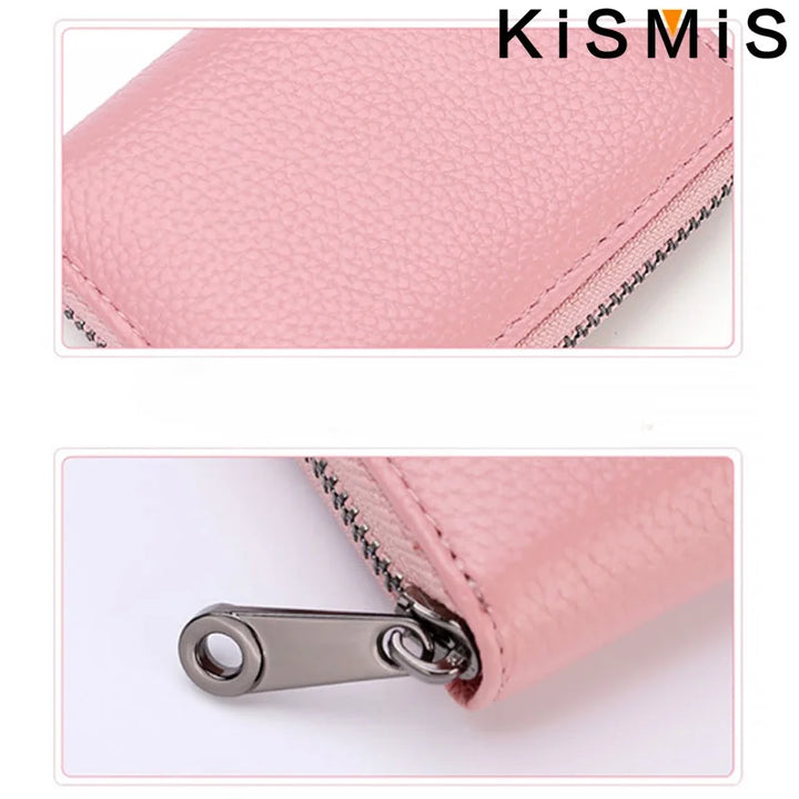 Unisex Genuine Leather Card Holder – Compact with Zipper