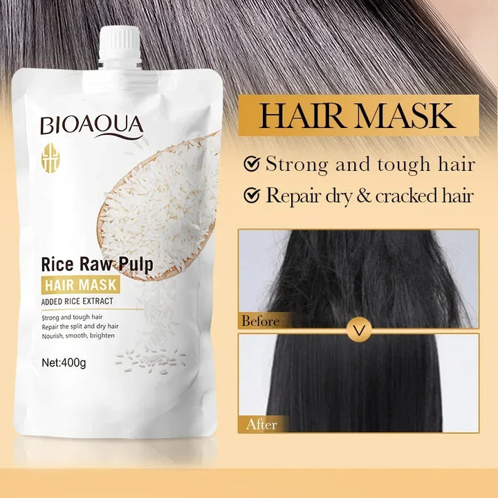 Rice Moisturizing Nourish Hair Scalp Care 400g Magical Keratin Hair Mask 5 Seconds Repair Damaged Frizzy Hair Soft Smooth Shiny