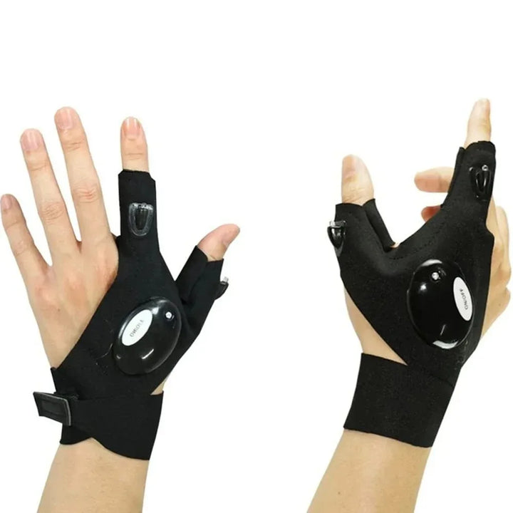 LED Flashlight Gloves – Waterproof Fingerless Gloves for Running, Cycling, Fishing & Camping