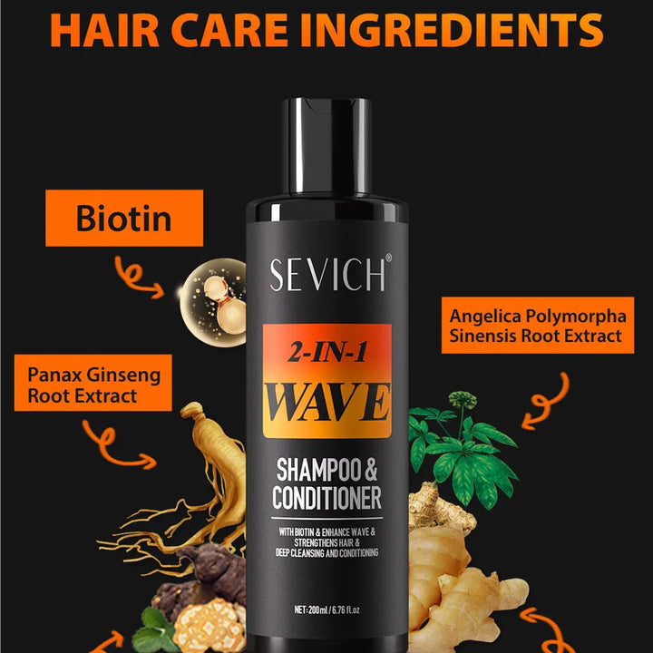 Deep Wave Control Pomade Shampoo Kit Biotin Prevent Hair Loss Edge Control Gel Sport Strong Hold Wave Hair Gel For African Men