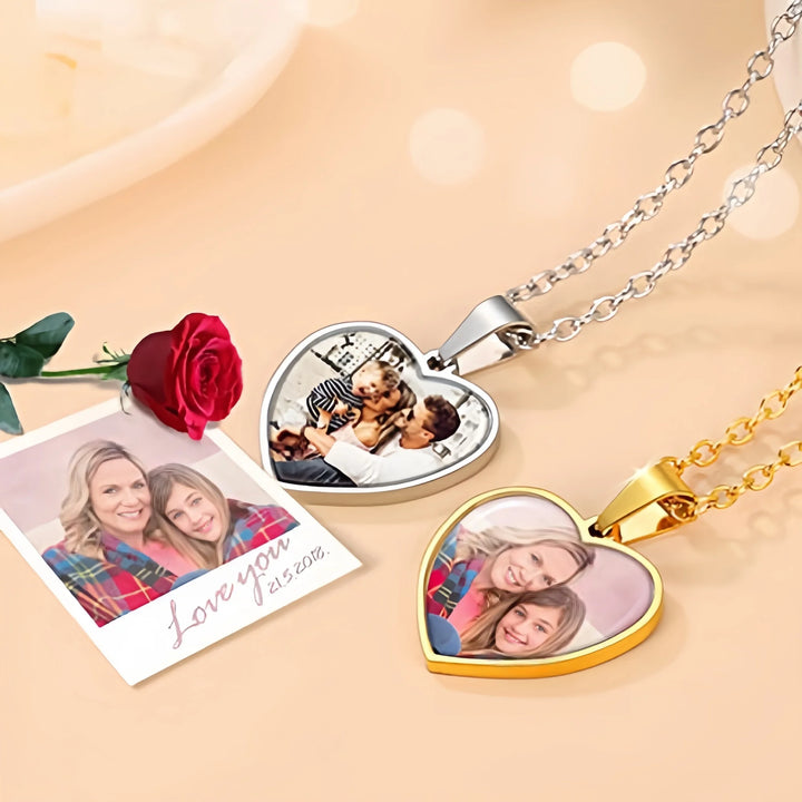 Personalized Heart Photo Necklace – Stainless Steel | Classic Women's Gift