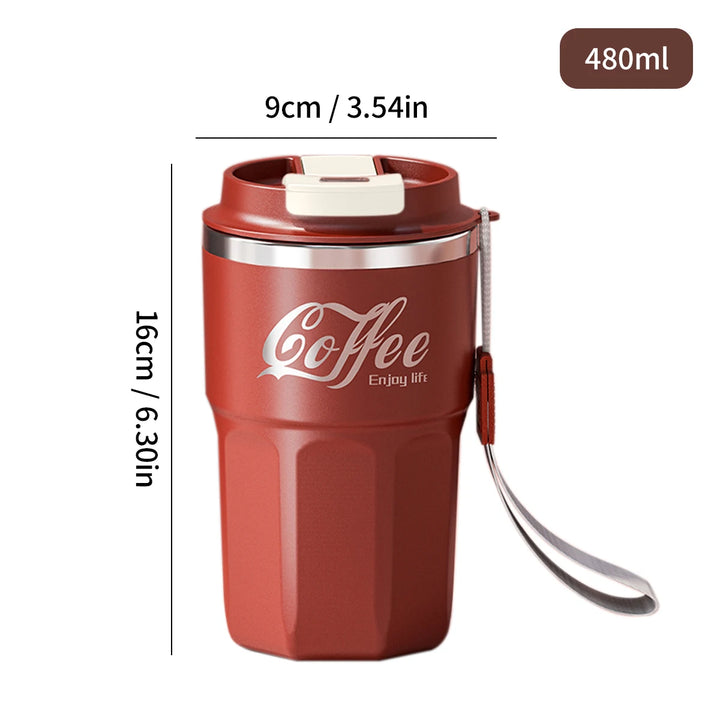 400/480ml Stainless Steel Thermal Cup with Lid and Handle – WORTHBUY