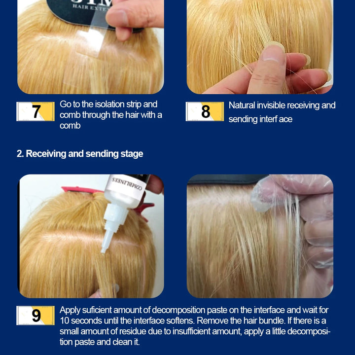 Comblinees Salon Grade Hair Extension Tool Set Fast Curing Agent for Comb Line System No Trace Extensions Easy Application Kits