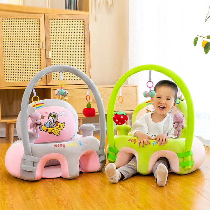 Cartoon Infant Learning Sit Sofa Skin Plush Support Feeding Chair Without Cotton