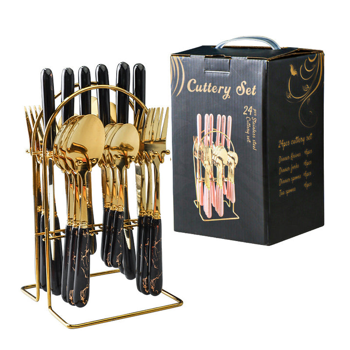 Hammer Pattern Flatware Set – 24 Pcs Knife Fork Spoon