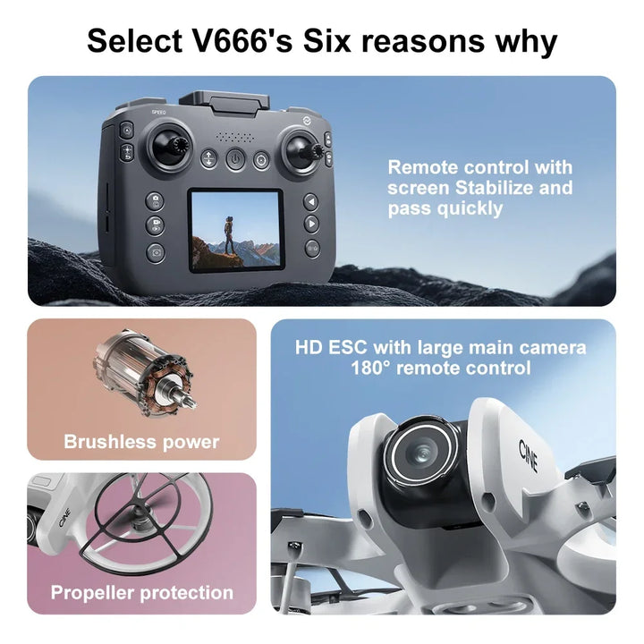 Xiaomi V666 MINI Drone 4K Professional WIFI 5G Dron Obstacle Avoidance Brushless Altitude Headless Mode RC Quadcopter FPV Toys