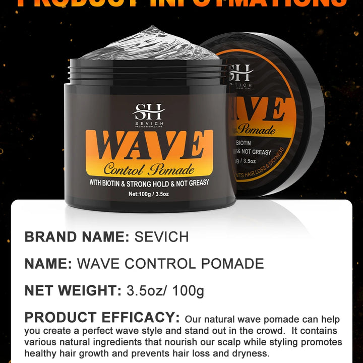 Deep Wave Control Pomade Shampoo Kit Biotin Prevent Hair Loss Edge Control Gel Sport Strong Hold Wave Hair Gel For African Men
