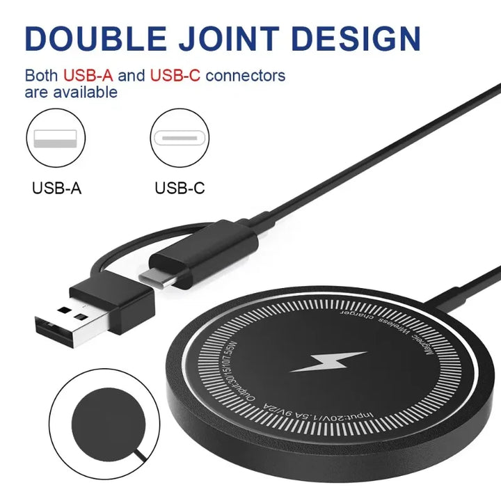 VIKEFON 30W Magnetic Wireless Charger – iPhone, Type-C