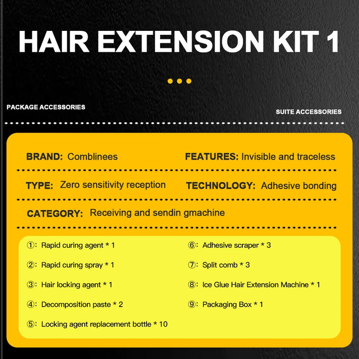 Comblinees Salon Grade Hair Extension Tool Set Fast Curing Agent for Comb Line System No Trace Extensions Easy Application Kits