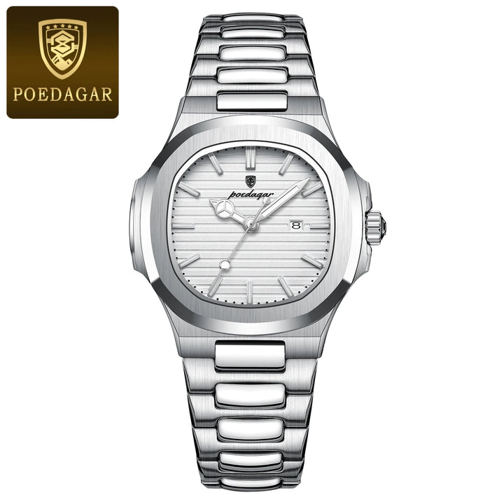POEDAGAR Luxury Casual Quartz Watch | Waterproof, Luminous Hands, Stainless Steel Band