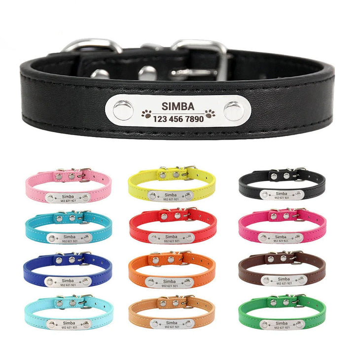 Custom Leather Collar for Dogs and Cats – Padded Comfort with Engraved Name & Phone Number