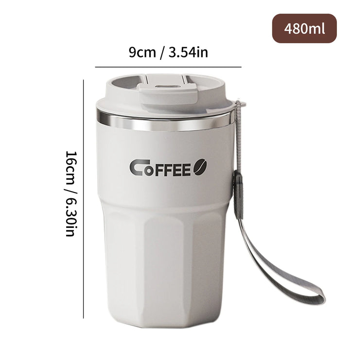 400/480ml Stainless Steel Thermal Cup with Lid and Handle – WORTHBUY