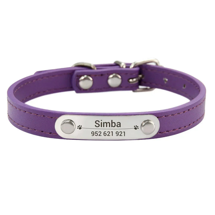 Custom Leather Collar for Dogs and Cats – Padded Comfort with Engraved Name & Phone Number