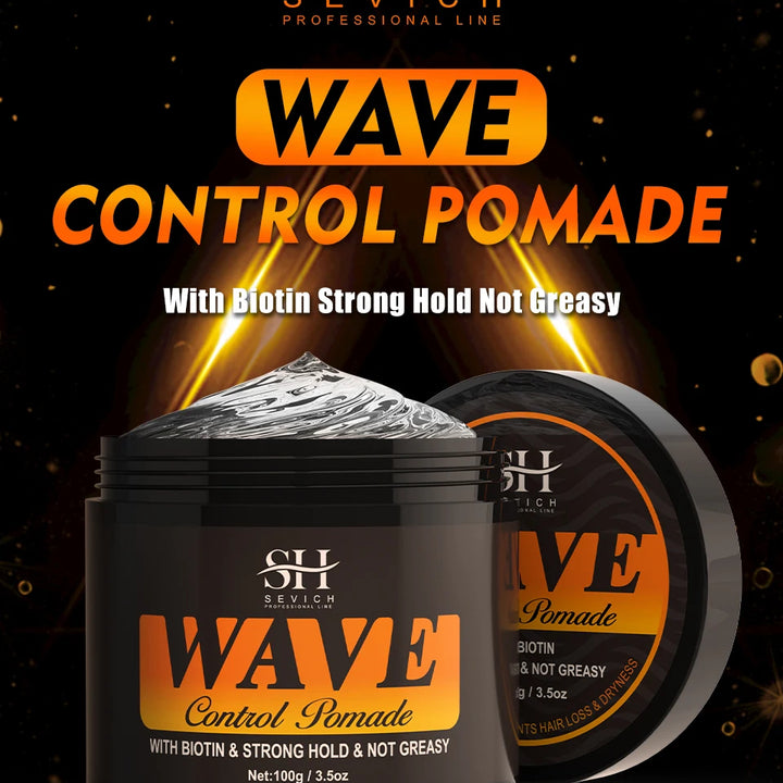 Deep Wave Control Pomade Shampoo Kit Biotin Prevent Hair Loss Edge Control Gel Sport Strong Hold Wave Hair Gel For African Men