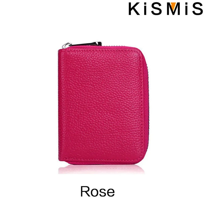 Unisex Genuine Leather Card Holder – Compact with Zipper