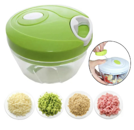 Manual Mini Food Chopper – 3 Stainless Steel Blades