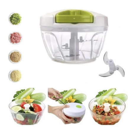 Manual Mini Food Chopper – 3 Stainless Steel Blades