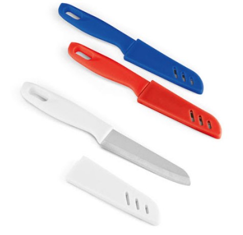 Stainless Steel Knife with Protective Sheath – Assorted Colors