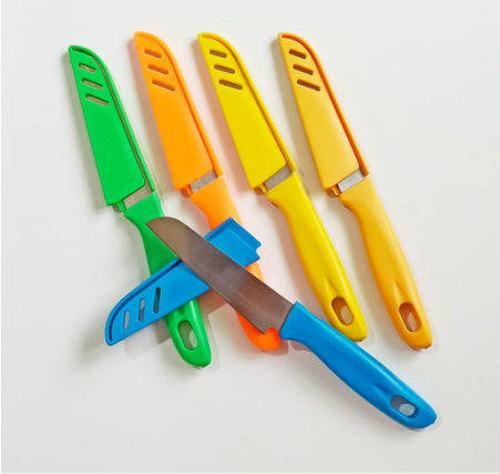 Stainless Steel Knife with Protective Sheath – Assorted Colors