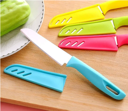 Stainless Steel Knife with Protective Sheath – Assorted Colors