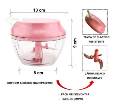 Manual Mini Food Chopper – 3 Stainless Steel Blades