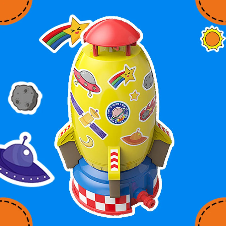 Cartoon Rocket Launcher Water Pressure Lift Sprinkler Ejection Lawn Waterfall Spray Game Summer Outdoor Interactive Toy