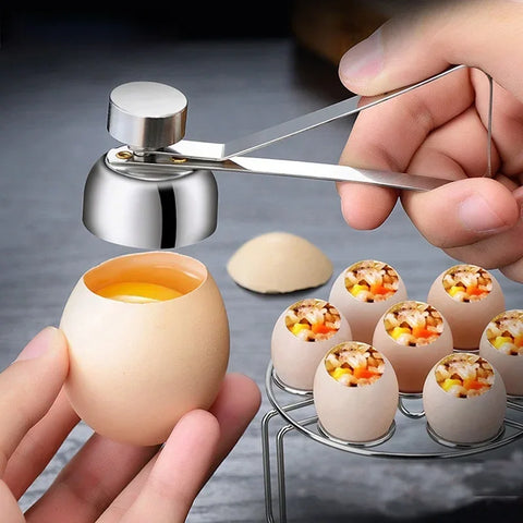 Stainless Steel Egg Top Cutter – Precision Egg Opener for Boiled or Raw Eggs | Kitchen Tool