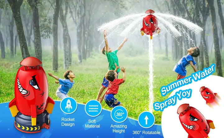 Cartoon Rocket Launcher Water Pressure Lift Sprinkler Ejection Lawn Waterfall Spray Game Summer Outdoor Interactive Toy