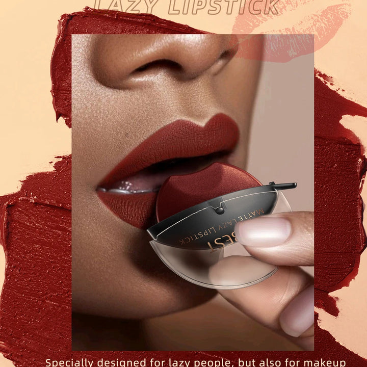 Lip-shaped lipstick seal Sip into makeup lazy blush lipstick Matte makeup effect Moisturizing lip gloss Waterproof non-stick cup