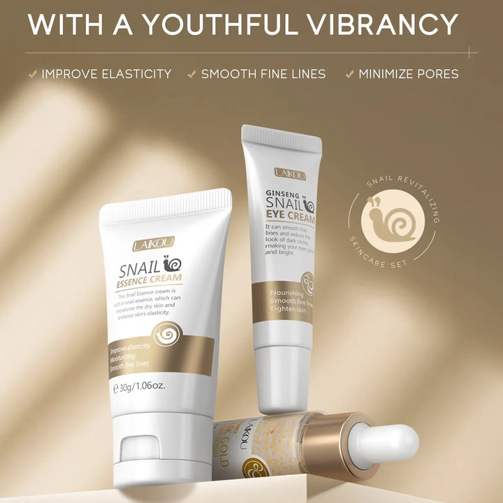 LAIKOU Revitalizing Skincare Set – Snail Moisturizing Cream | Unisex | Face Use | 3-Year Shelf Life