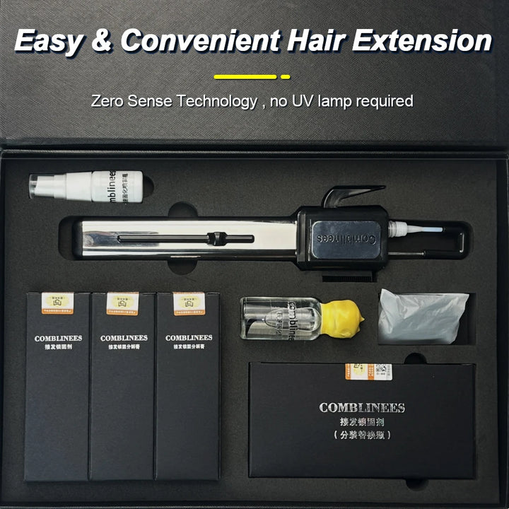 Comblinees Salon Grade Hair Extension Tool Set Fast Curing Agent for Comb Line System No Trace Extensions Easy Application Kits