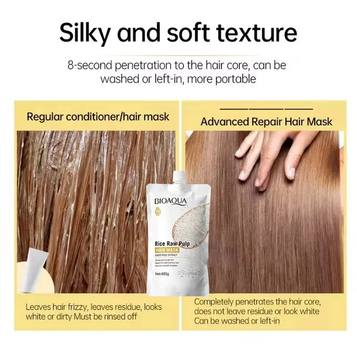 Rice Moisturizing Nourish Hair Scalp Care 400g Magical Keratin Hair Mask 5 Seconds Repair Damaged Frizzy Hair Soft Smooth Shiny