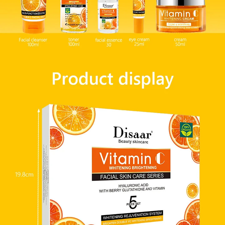 DissarVC Skincare 5-Piece Set Brightens Skin Tone Whitens Refreshes Balances Water Oil Lightens Spots  Facial products kit