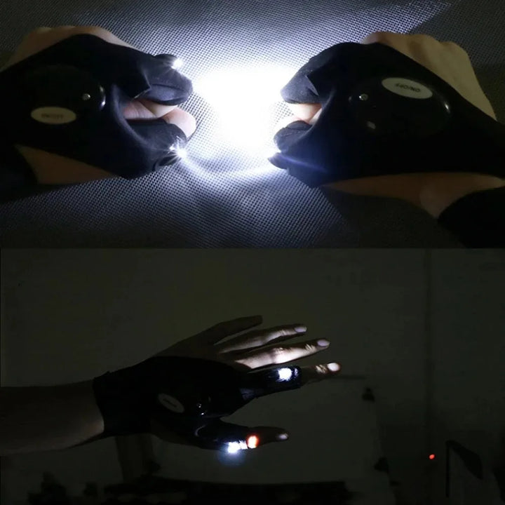 LED Flashlight Gloves – Waterproof Fingerless Gloves for Running, Cycling, Fishing & Camping