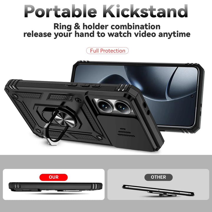 For Xiaomi 14T Pro Case Car Magnetic Ring Stand Rotating Slide Camera Lens Military Grade Armor Shockproof Cover for Xiaomi 14T