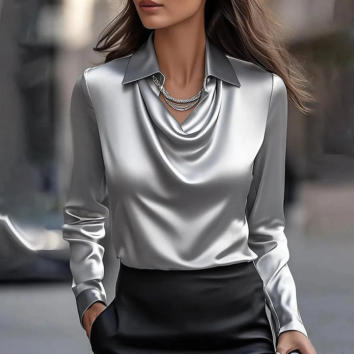 Elegant Women’s Long Sleeve Shirt – Floral and Plain Blouse Summer 2025 | Office Chic Style