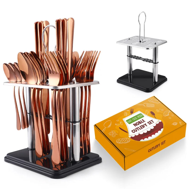Hammer Pattern Flatware Set – 24 Pcs Knife Fork Spoon