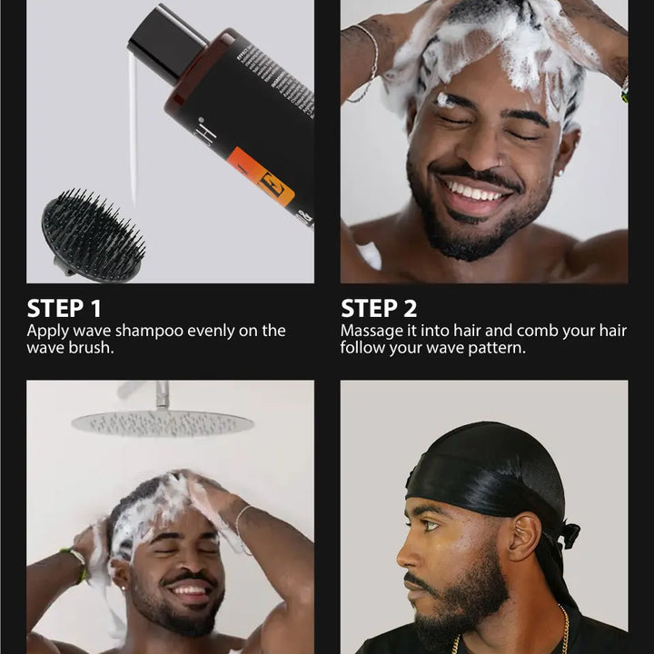 Deep Wave Control Pomade Shampoo Kit Biotin Prevent Hair Loss Edge Control Gel Sport Strong Hold Wave Hair Gel For African Men