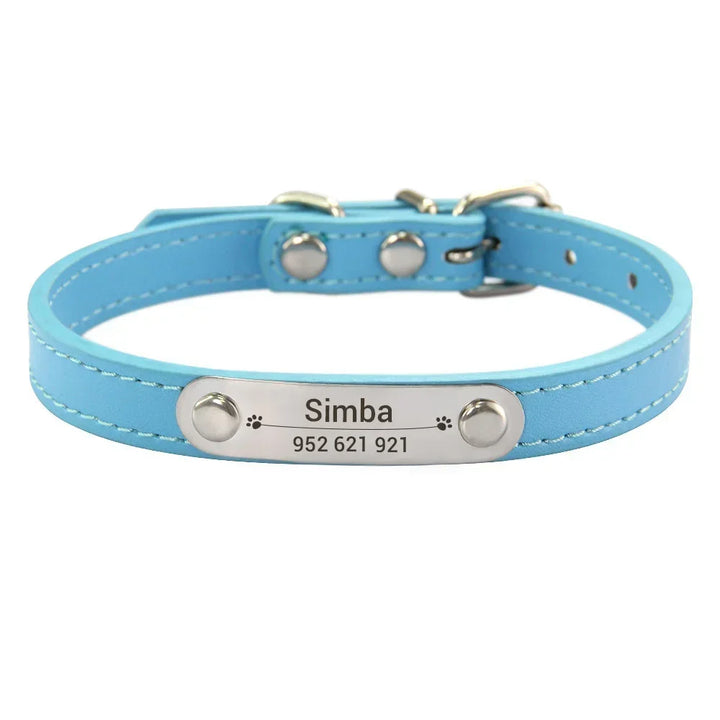 Custom Leather Collar for Dogs and Cats – Padded Comfort with Engraved Name & Phone Number