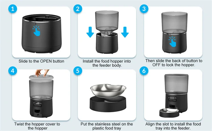 NPET 4L Automatic smart pet feeder for cats dogs multiple pets with stainless steel bowl Customize healthy food 1-9 portions