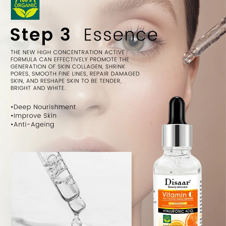 DissarVC Skincare 5-Piece Set Brightens Skin Tone Whitens Refreshes Balances Water Oil Lightens Spots  Facial products kit